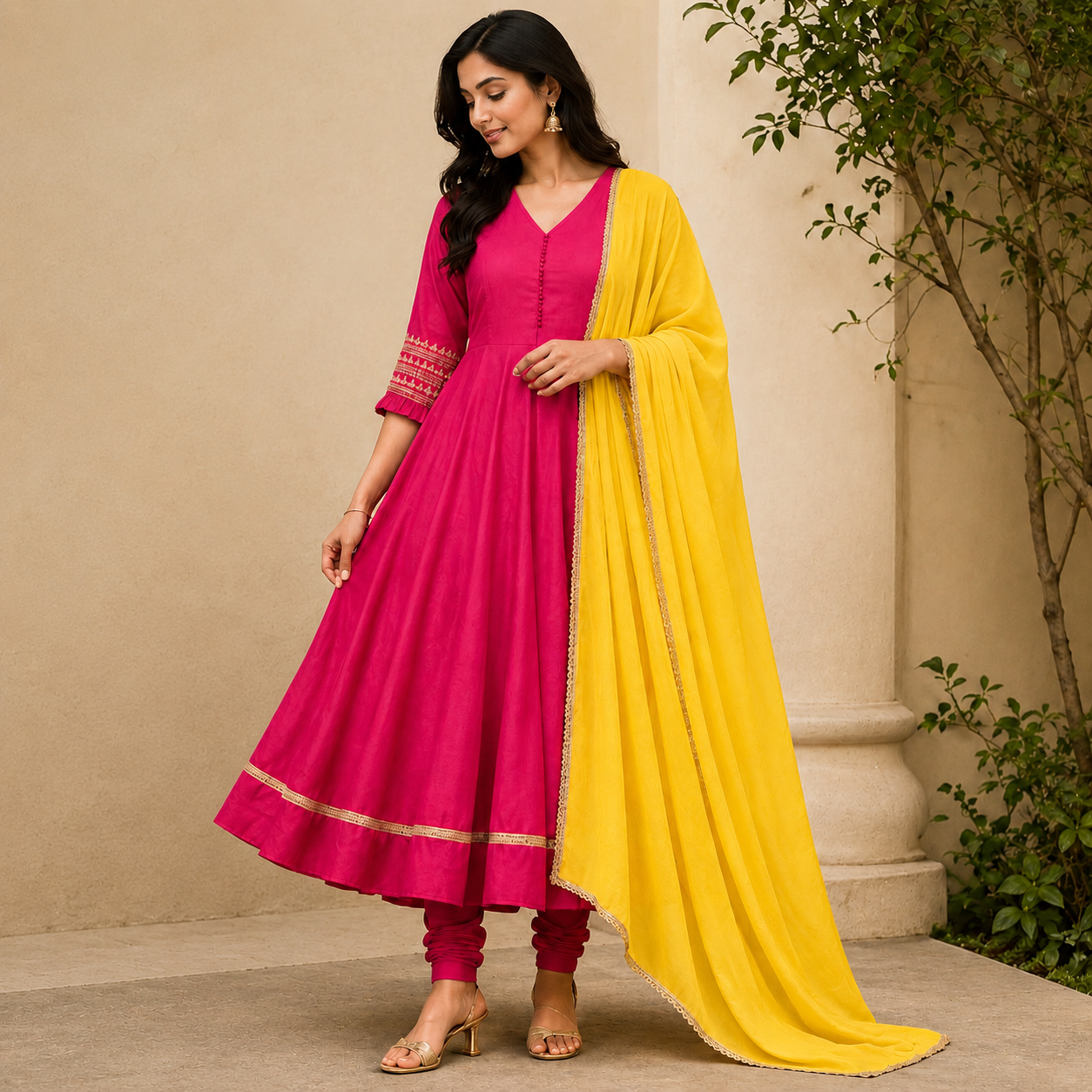 Hot Pink Kurta Set