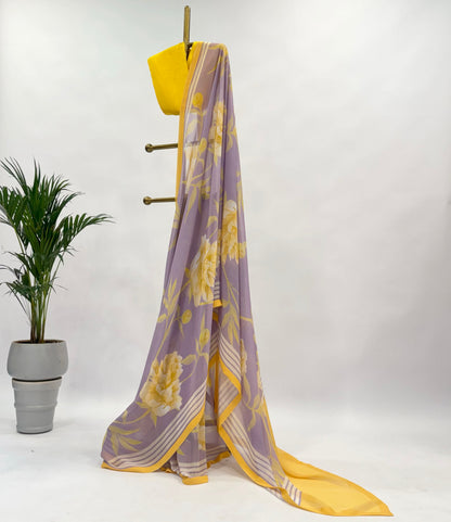 Lilac Speonia All Over Geogrette saree