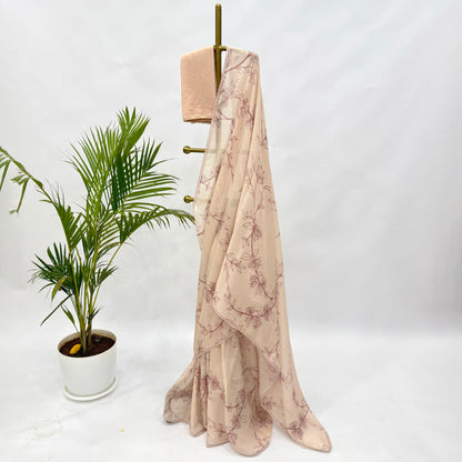 Ivory Foliole Outline Kota Saree