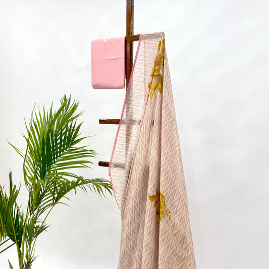 Onion Pink Stripes Georgette Saree