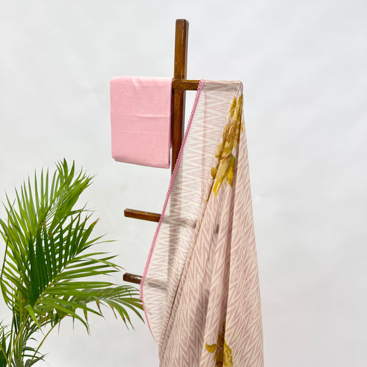 Onion Pink Stripes Georgette Saree