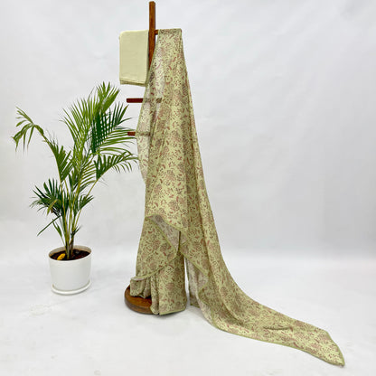 Mint Green Kumri Chinnon Saree