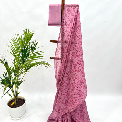 Onion Pink Kumri Chinnon Saree
