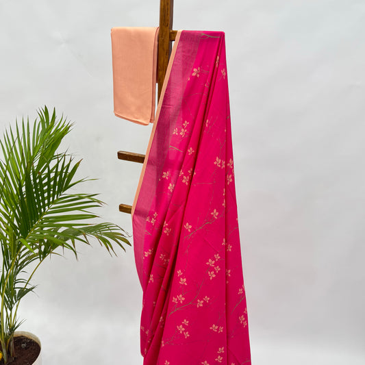 Hot Pink Bloom Soft Silk Saree
