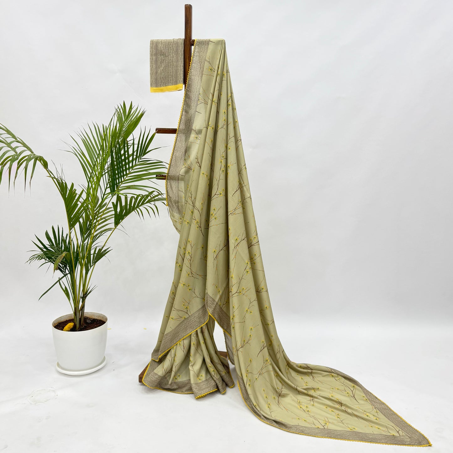 Mint Green Bloom Soft Silk Saree