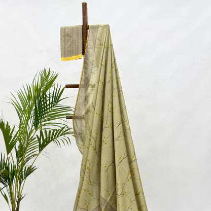 Mint Green Bloom Soft Silk Saree
