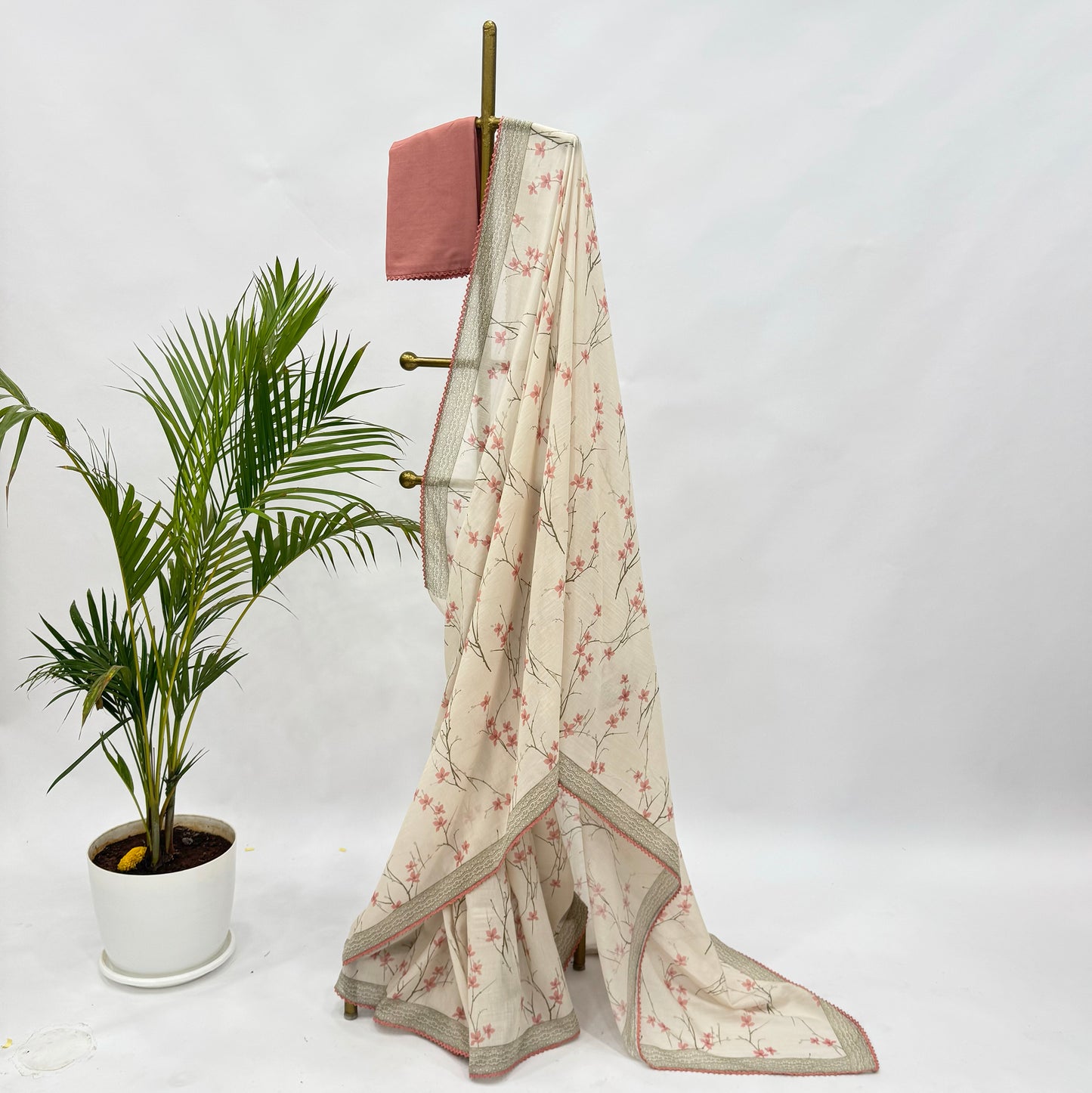 Ivory Bloom Mul Chanderi Saree