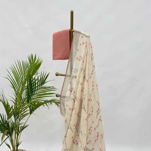 Ivory Bloom Mul Chanderi Saree