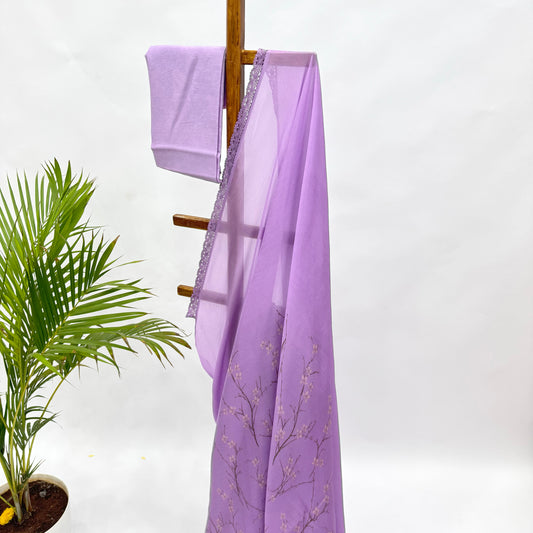 Lavender Bloom Chinnon Saree