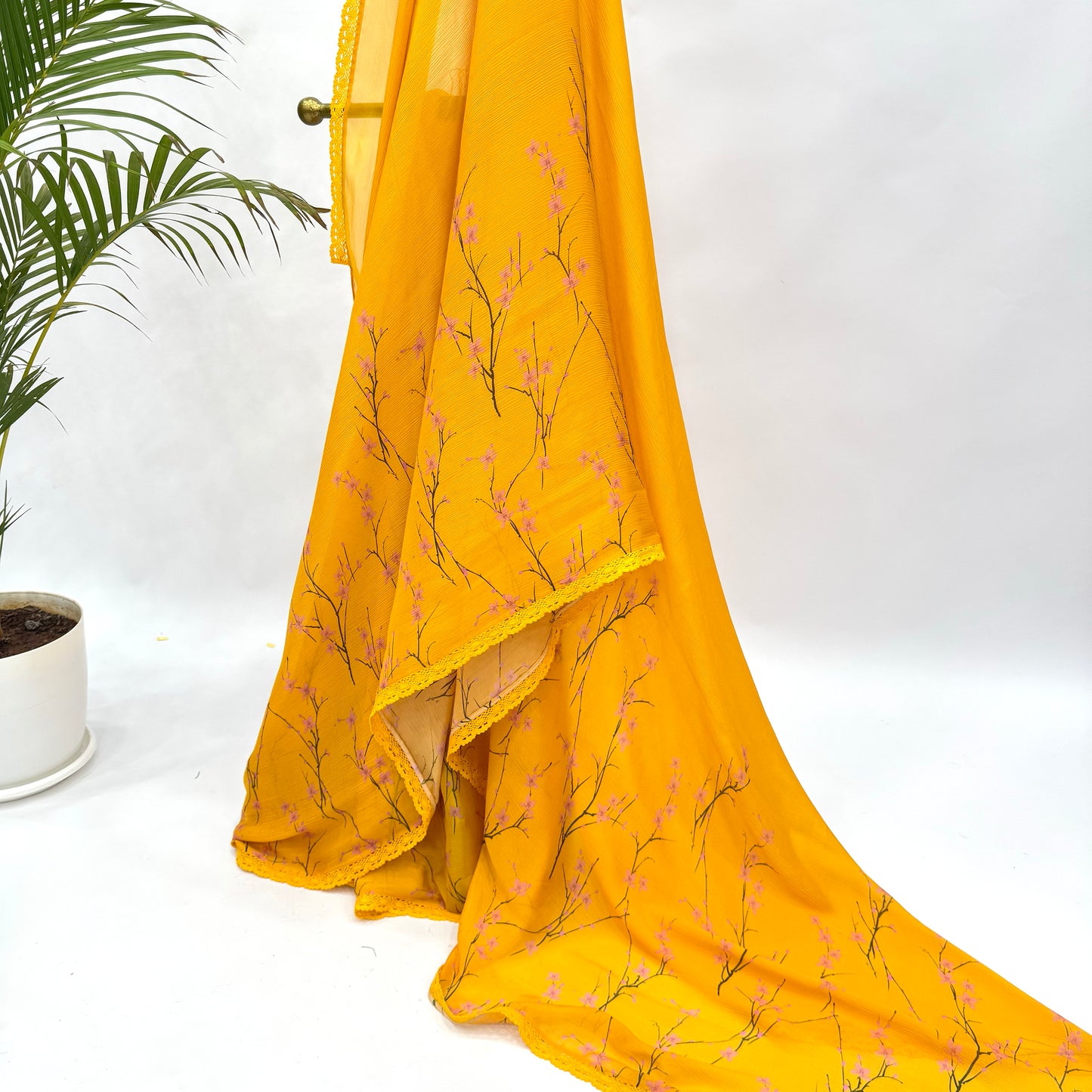 Yellow Bloom Chinnon Saree