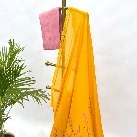 Yellow Bloom Chinnon Saree