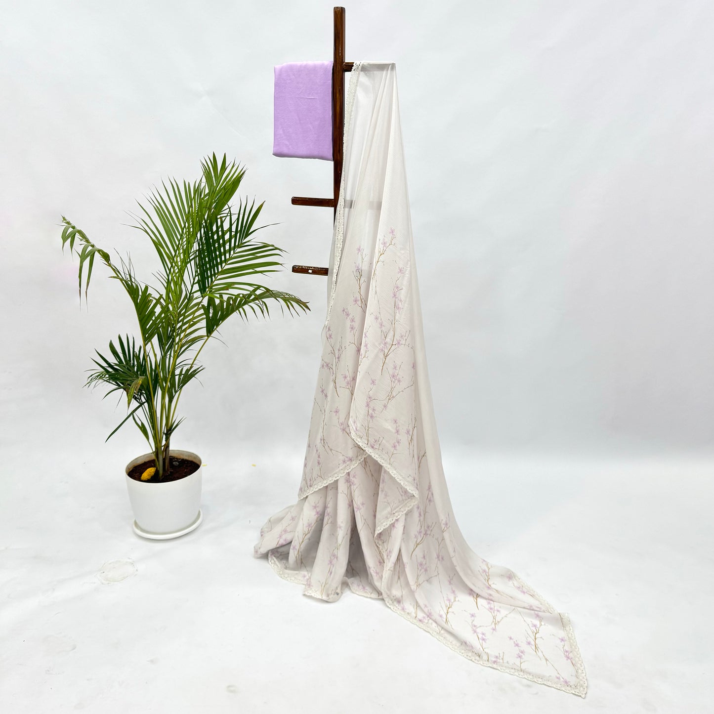 Off-White Bloom Chinnon Saree