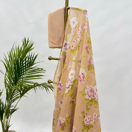 Beige Flower Bunch Kota Saree