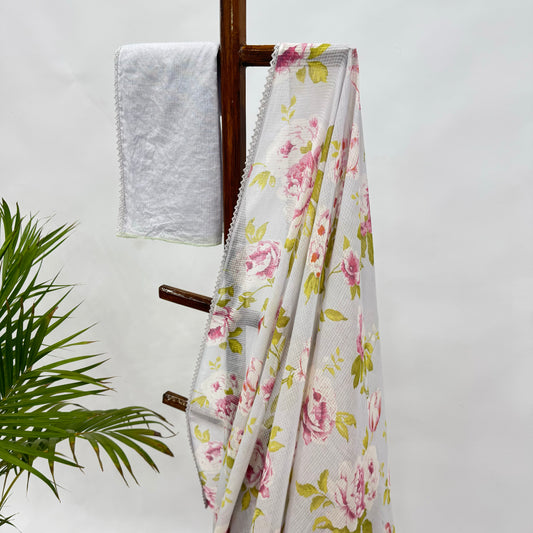 Grey Flower Bunch Kota Saree