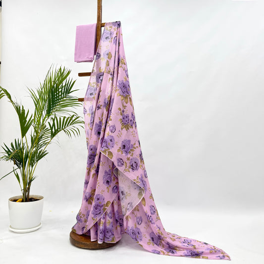 Baby Pink Flower Bunch Kota Saree