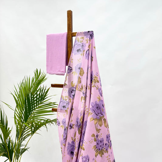 Baby Pink Flower Bunch Kota Saree