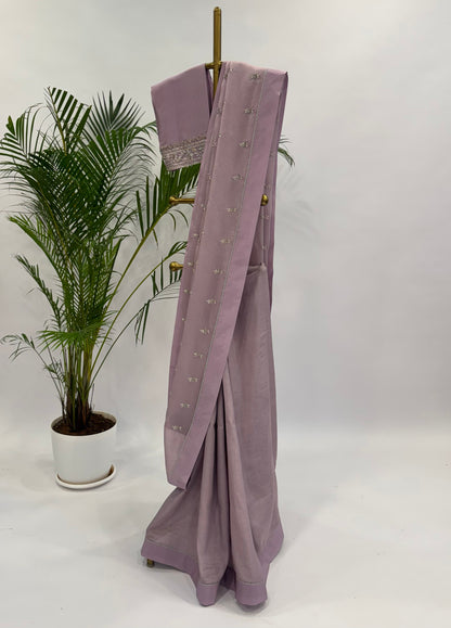 PERIWINKLE LAVENDER SMALL FLOWER MOTIFS ORGANZA SAREE
