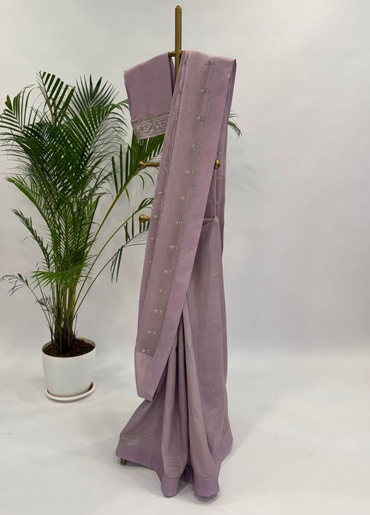 PERIWINKLE LAVENDER SMALL FLOWER MOTIFS ORGANZA SAREE
