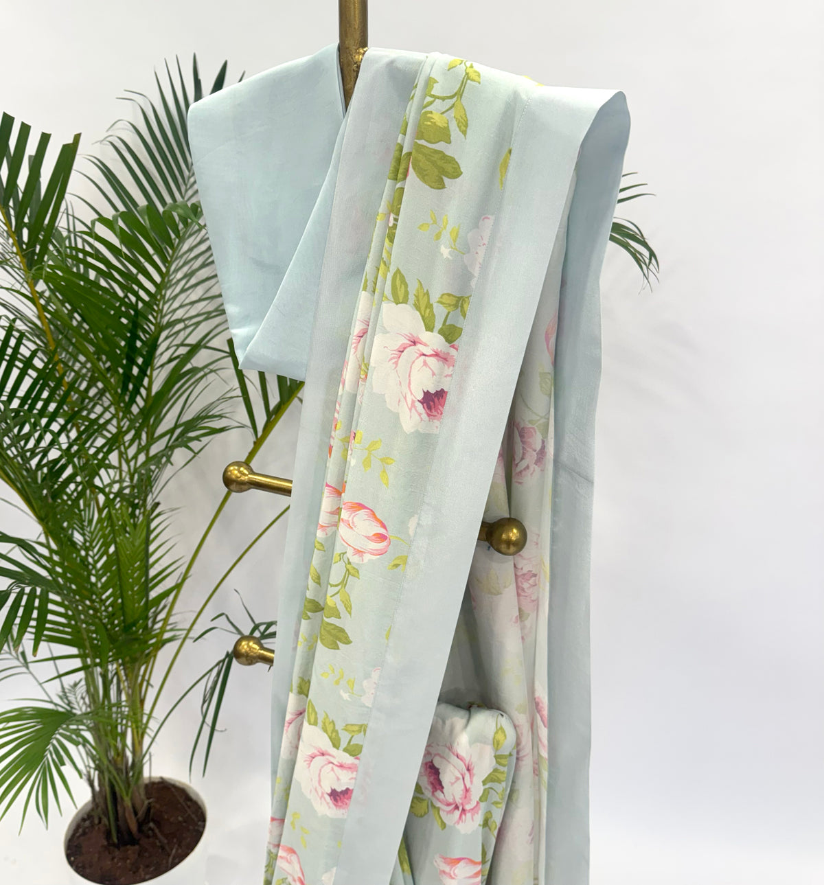 SEABLUE FLOWER BUNCH SOFTSILK SAREE WITH SILK BORDER