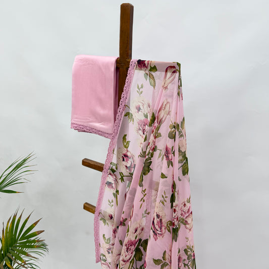 BABYPINK FLOWER BUNCH GEORGETTE SAREE