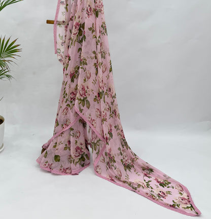 BABYPINK FLOWER BUNCH GEORGETTE SAREE