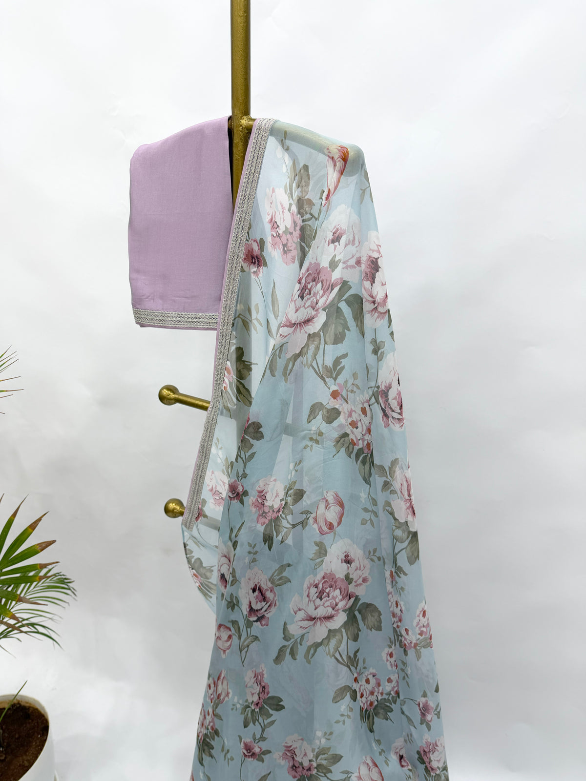 COOLBLUE FLOWER BUNCH ORGANZA SAREE