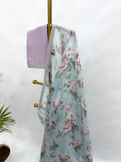 COOLBLUE FLOWER BUNCH ORGANZA SAREE