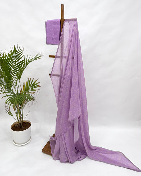 LAVENDER KUMRI GEOGRETTE SAREE