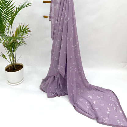 MAUVE BLOOM GEORGETTE SAREE