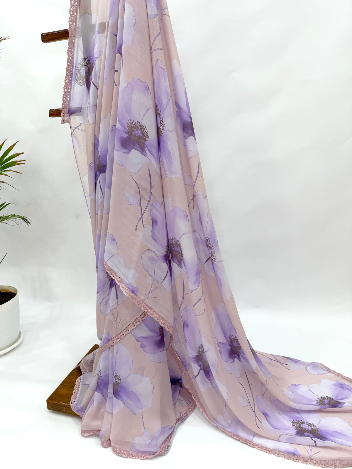 PASTEL PINK WATERCOLOR GEORGETTE SAREE
