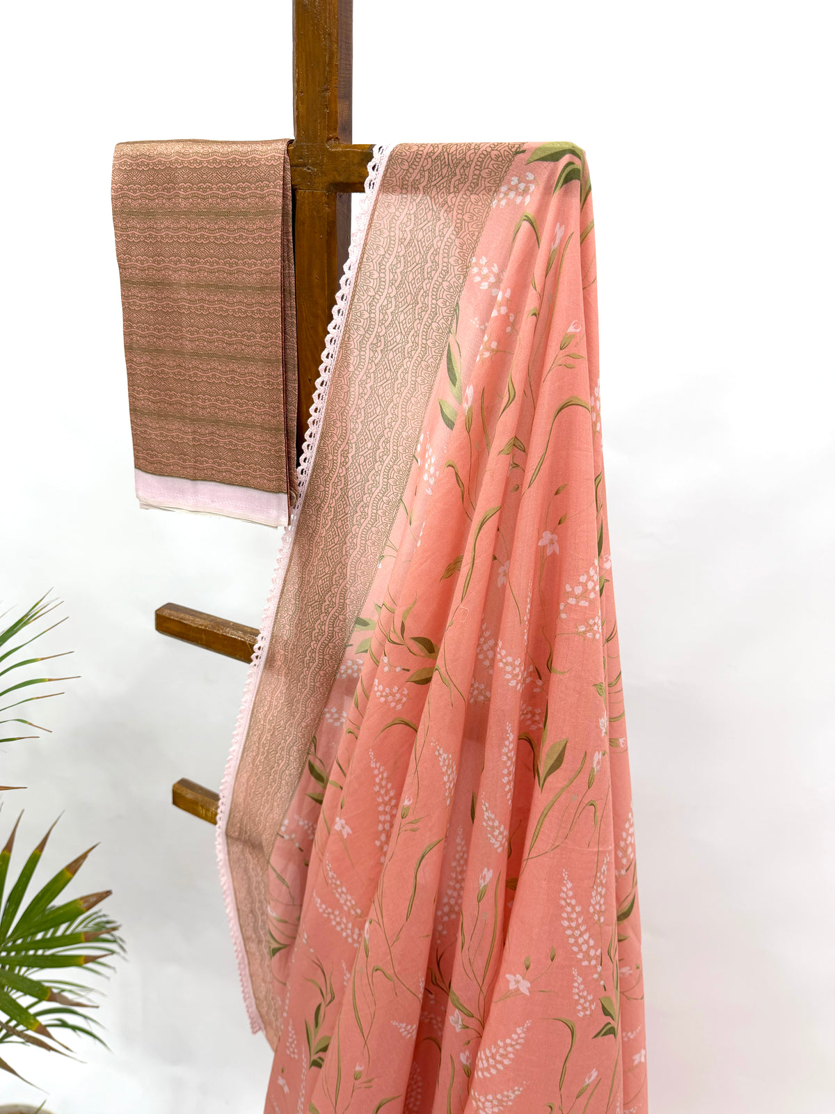 PEACH BOTANICA CHANDERI SOFT SILK SAREE