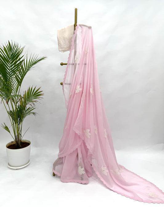 BABYPINK VT BUTAS ORGANZA SAREE