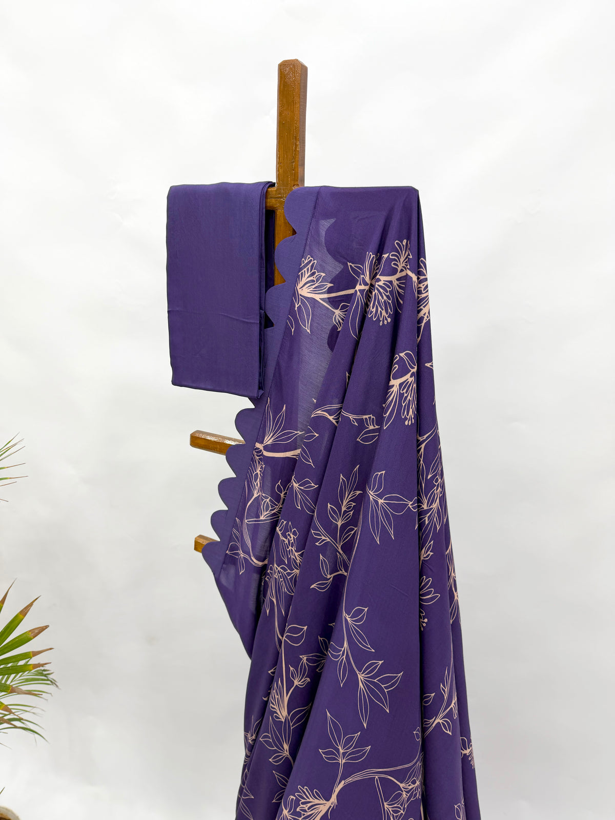 PURPLE FOLIOLE OT SOFTSILK FABRIC SCALLOP SAREE