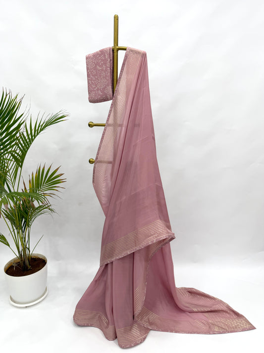 OLDROSE KUMRI CREPE SILK SAREE