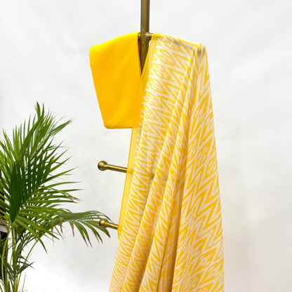 YELLOW STRIPES MUL CHANDERI SAREE