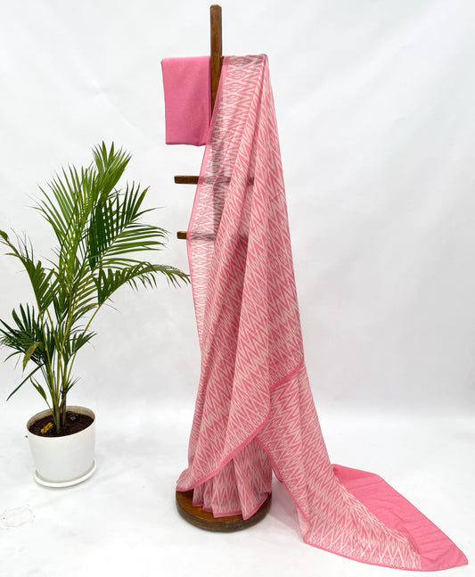 PINK STRIPES MUL CHANDERI SAREE