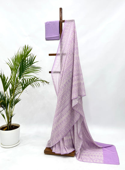 LAVENDER STRIPES MUL CHANDERI SAREE