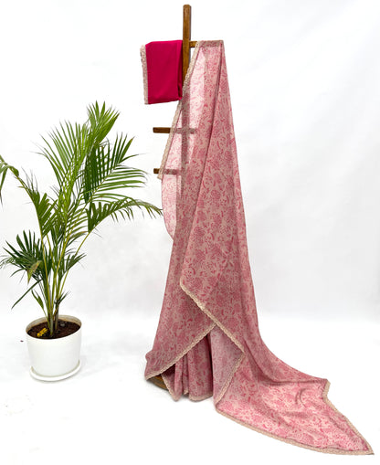 BLUSH KUMRI ORGANZA SAREE WITH LACE