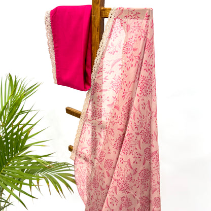 BLUSH KUMRI ORGANZA SAREE WITH LACE