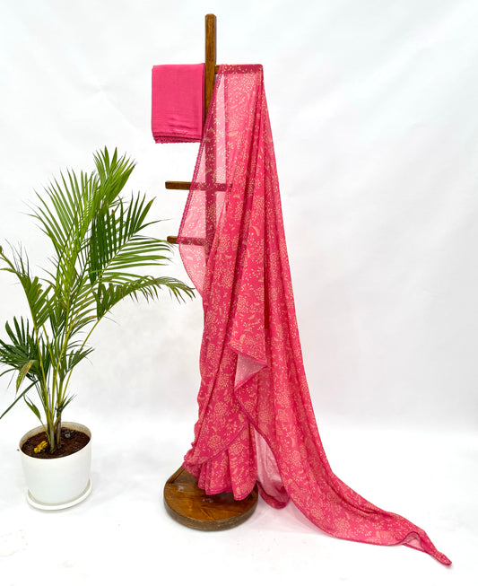 PEACH KUMRI GEORGETTE SAREE