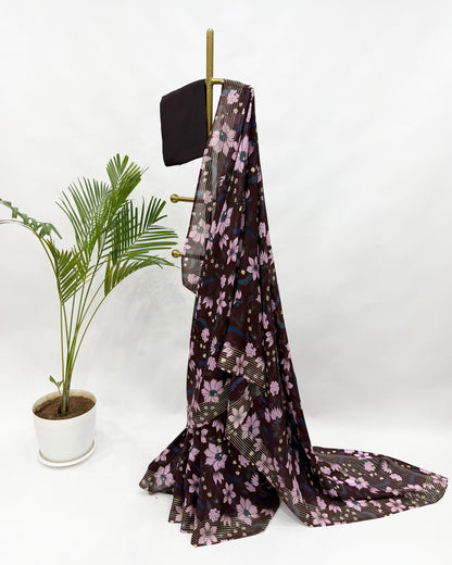 BERRY INDI PRINT CREPE SILK SAREE