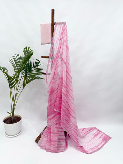 PINK SHIBORI ORGANZA SAREE