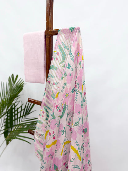 LIGHT PINK INDI PRINT CREPE SILK SAREE