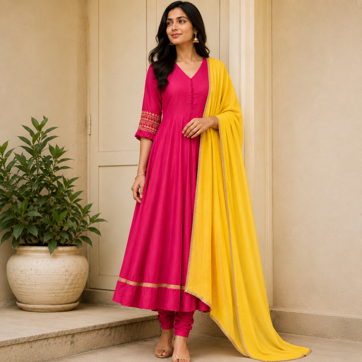 Hot Pink Kurta Set