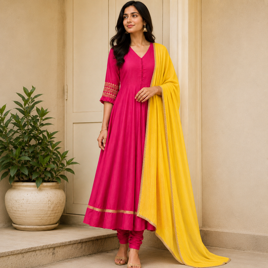 Hot Pink Kurta Set