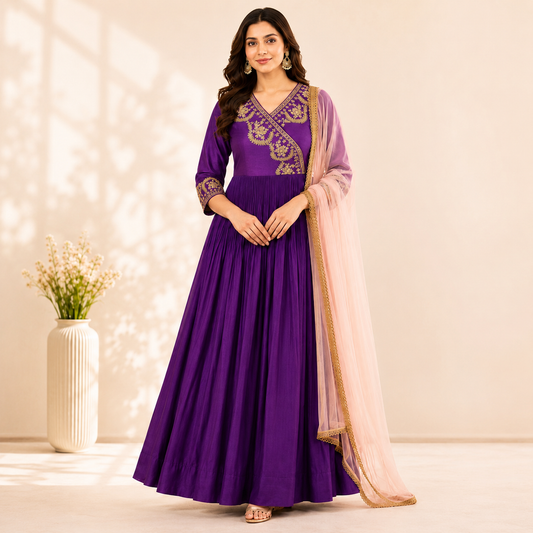 Purple Tamara Angrakha Anarkali Set