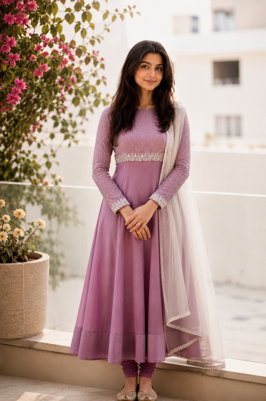 Dusty Mauve Knot Sequin Anakrlai Set