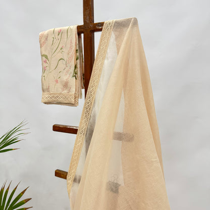 OFFWHITE KOTA SARE WITH FLORAL BLOUSE FABRIC
