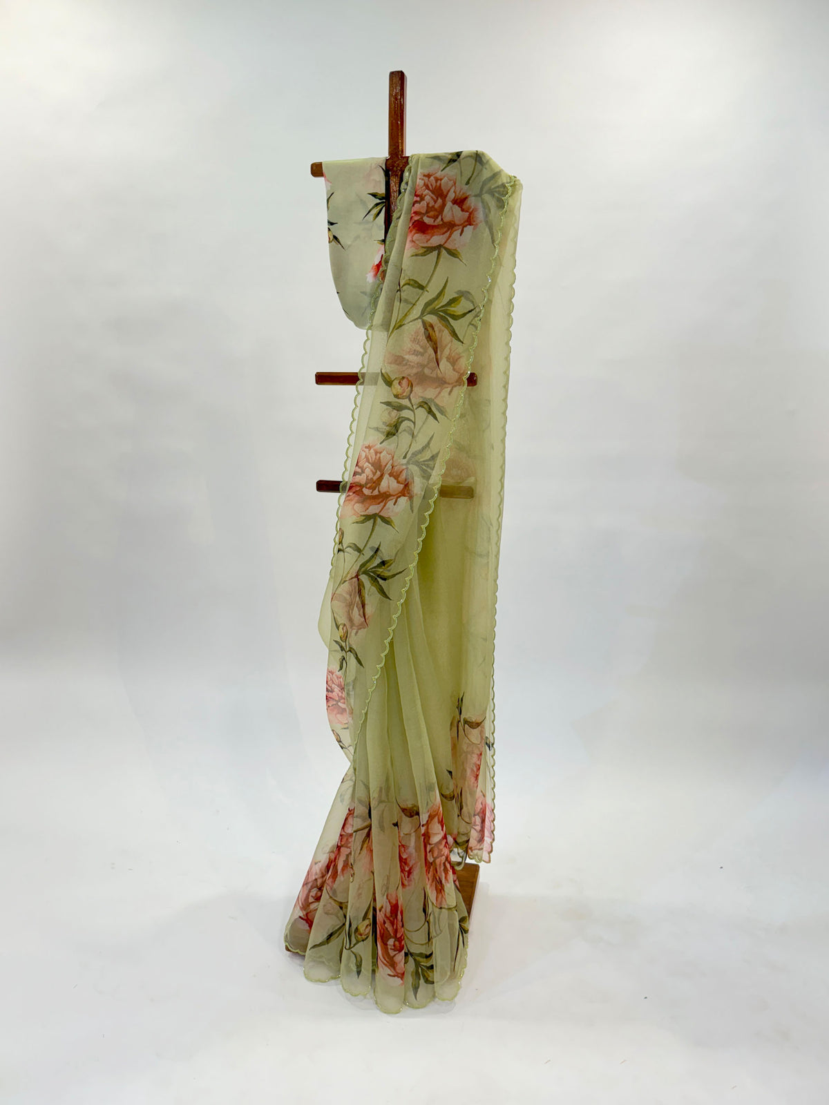 MINTGREEN PEONIA BORDER ORGANZA SAREE