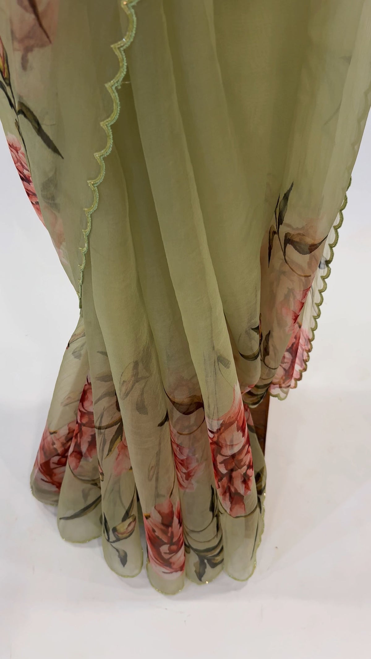 MINTGREEN PEONIA BORDER ORGANZA SAREE